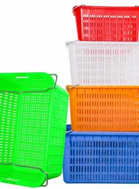 访客FK塑料周转箱725黄色带把长方形大号周转筐网眼沥水物流周转