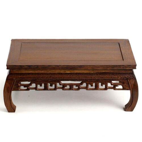 鸡翅木长方形木雕底座 实木质花瓶花盆佛像工艺品摆件红木托花架