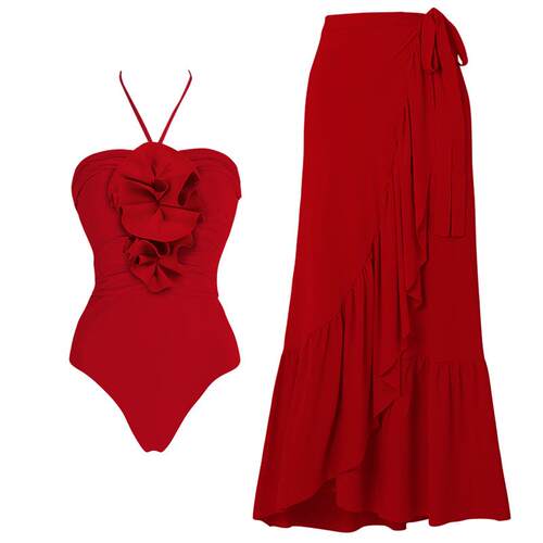 One piece swimsuit for women, detachable three-dimensional