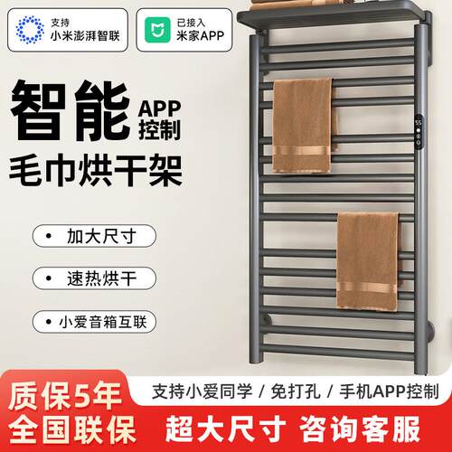 电热毛巾架家用卫生间智能控制烘干杀菌碳纤维发热免打孔置物架子