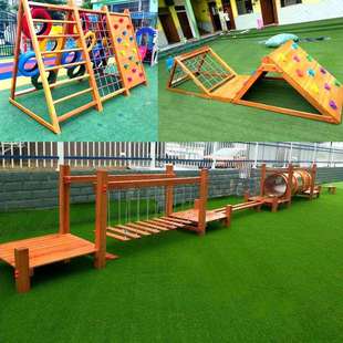 幼儿园攀爬架户外大型钻洞木质滑梯小区儿童室外实木攀岩木制玩具