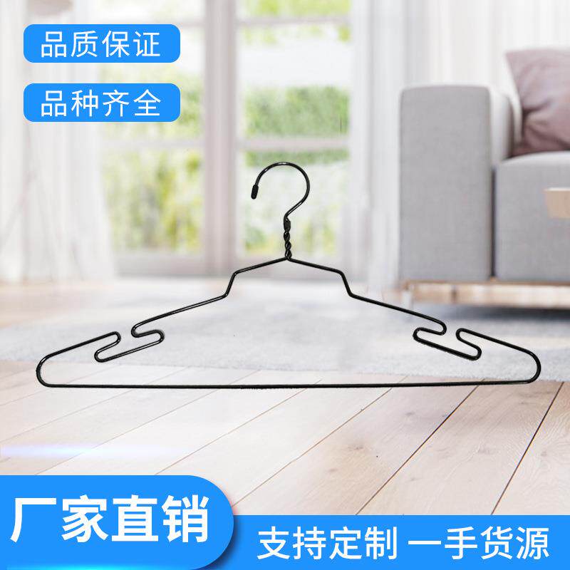 厂家直供热卖电镀黑色金属衣撑 家用防滑无痕衣架 晾晒衣服收纳架