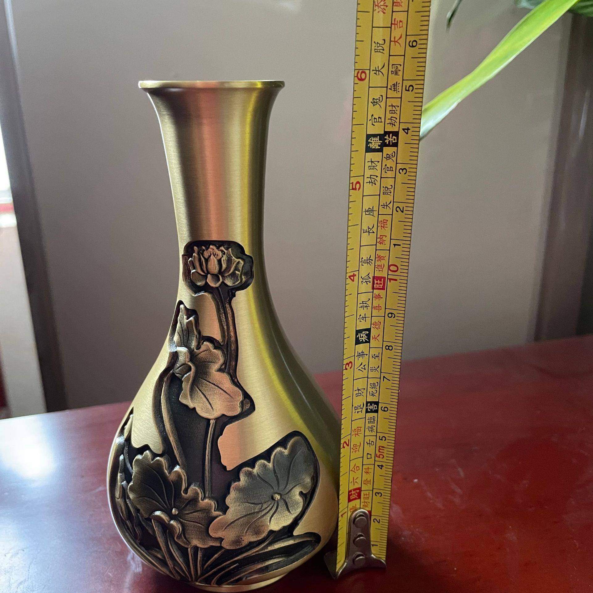 新款直销供应黄铜拉丝封釉花瓶 中式金属家居摆件花瓶办公室家居