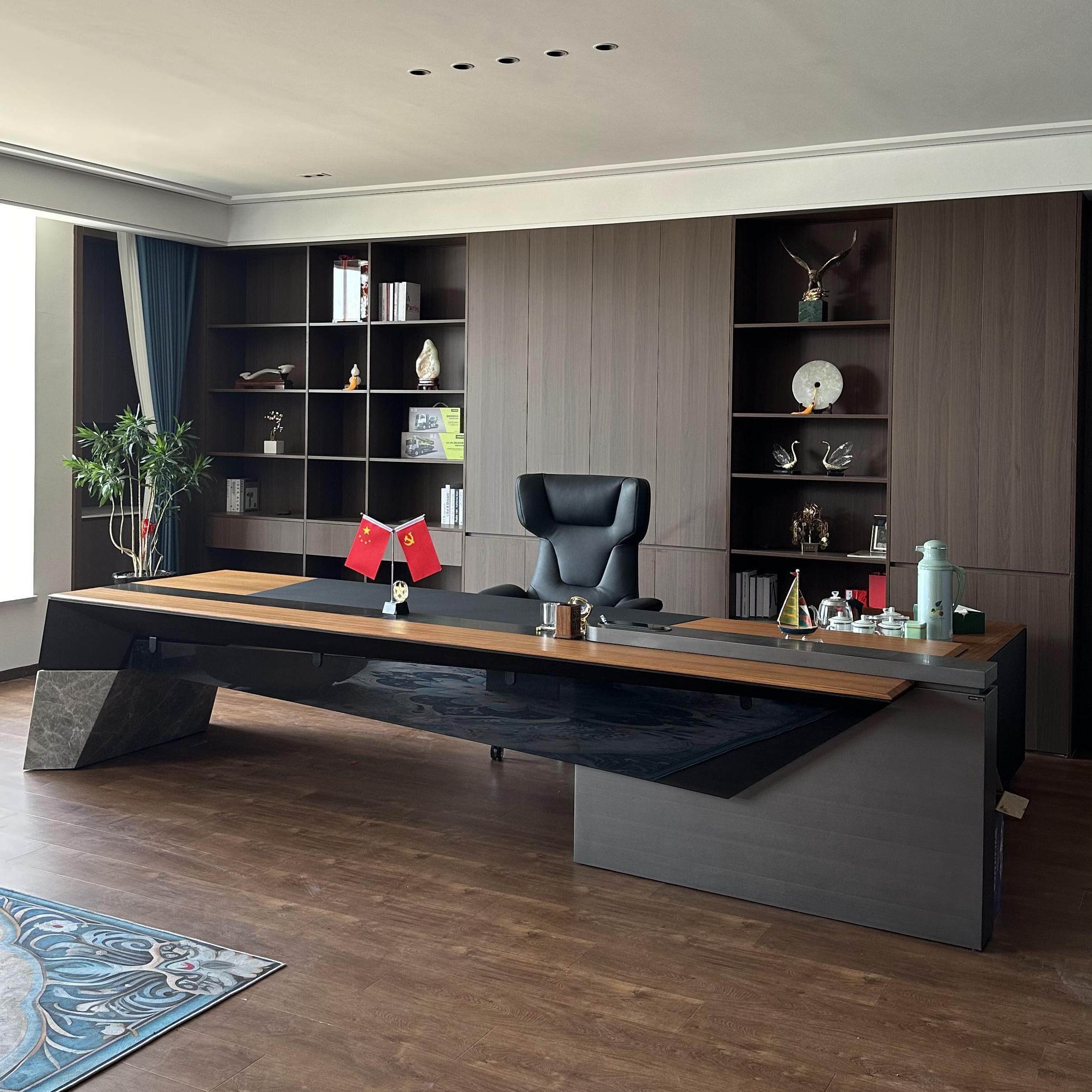 新中式轻奢实木老板桌简约现代董事长办公室大班台总裁桌办公桌