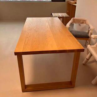 桌实木餐桌莫桌比家用饭桌客厅书原木985实餐桌书桌写字纯木电脑