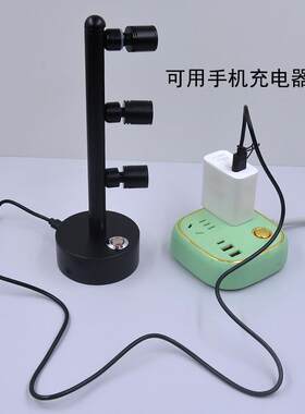 LED移动式充电射灯三色触摸调光2头3头金色展柜珠宝房车阅读床头