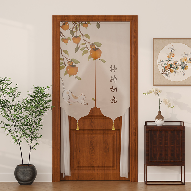 门帘布艺防蚊透光遮丑竹帘新中式茶室禅意隔断装饰帘子半帘入户帘