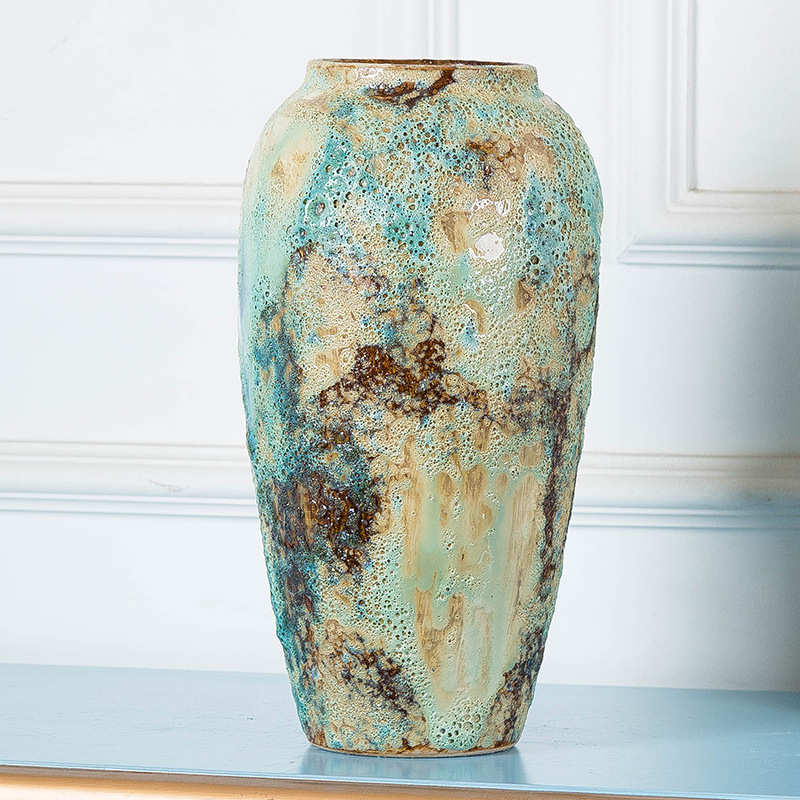 花器纯手工水培粗陶瓷摆件插花台面做花盆干花复古花瓶陶景德镇旧