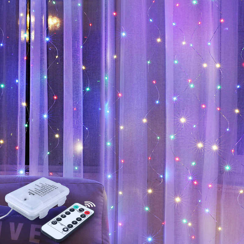 闪光满天星星铜线冰条led彩灯串USB防水遥控氛围房间窗帘装饰布置
