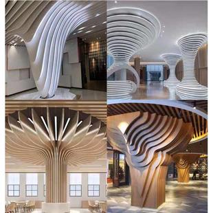 冲波浪单板铝门头氟碳雕刻单板铝幕墙材料天花铝弧形装修装饰铝孔