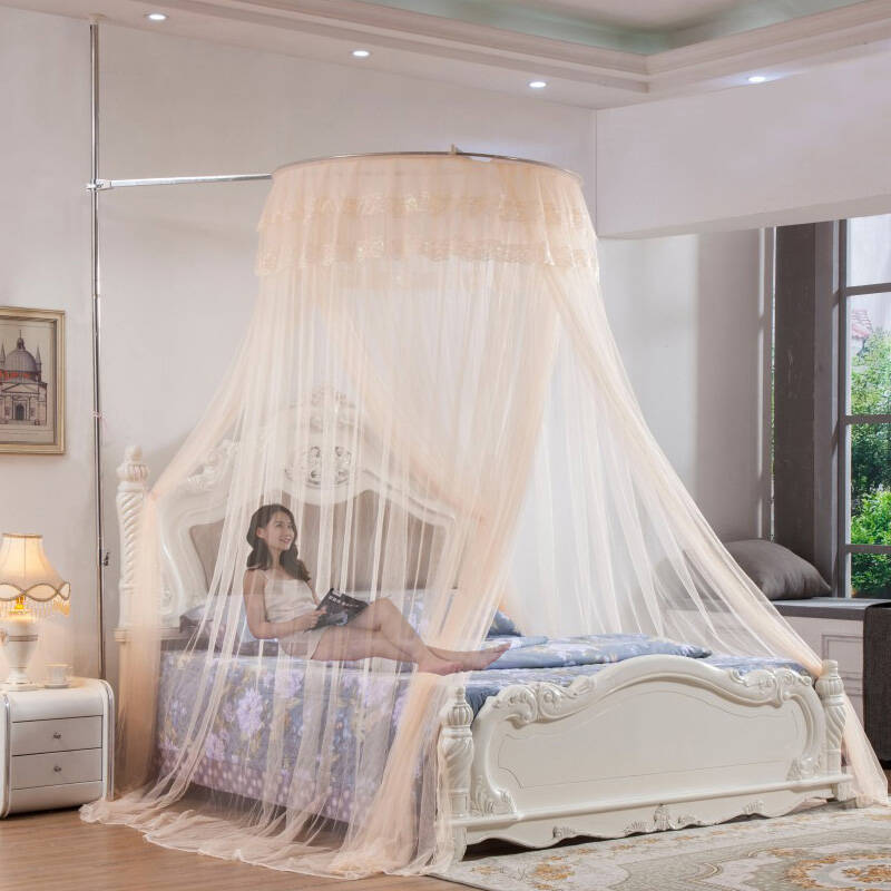 蚊帐圆顶不锈钢落地可调高度通用不打孔免安装1.5米1.8m大床家