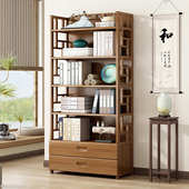 博古架带抽屉实木新中式 置物架多宝阁茶具茶叶展示柜客厅摆件架子
