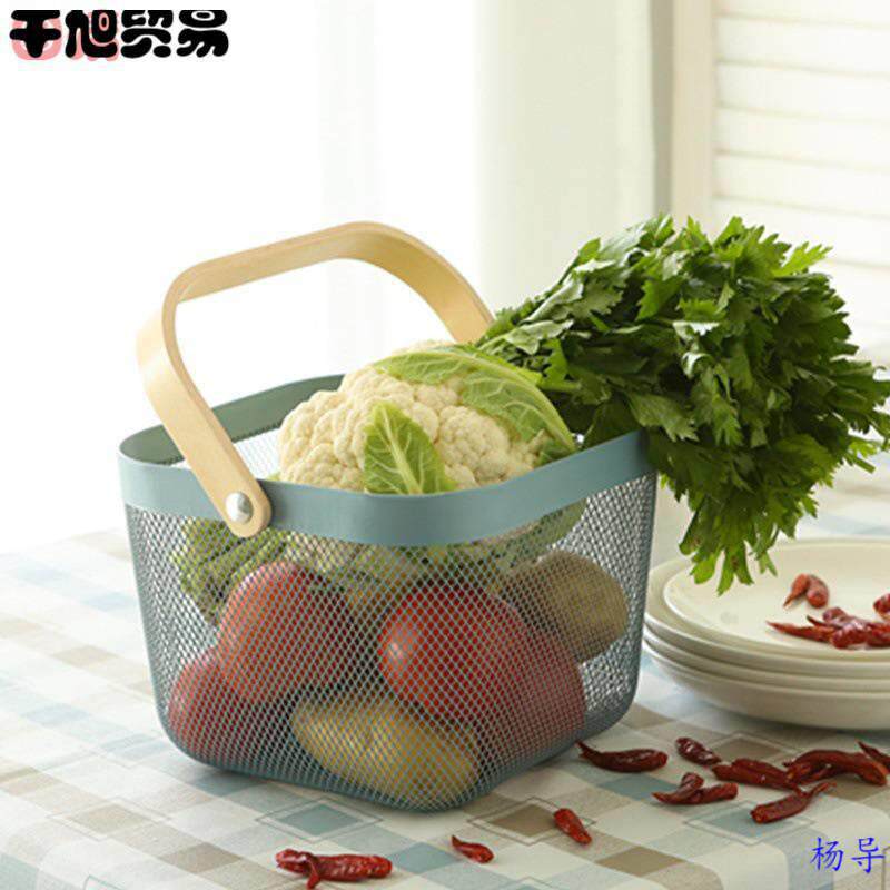 家用收纳篮收纳筐洗漱篮瑞沙托铁艺网篮手提金属篮子水果篮