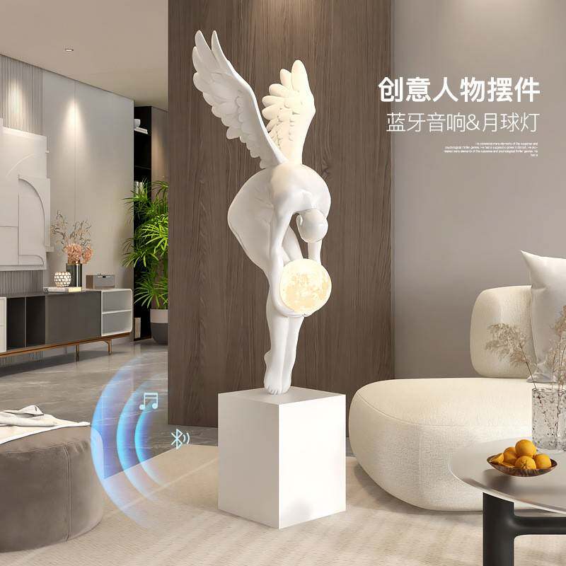 现代轻奢艺术人物落地灯摆件客厅玄关抽象工艺品酒店大堂天使雕塑