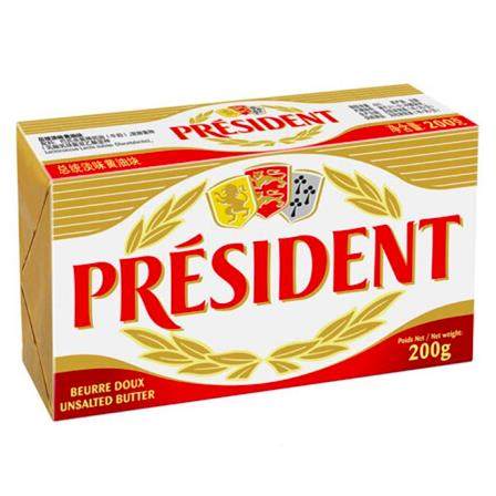 [French]President, Butter Unsalted 200g 法国总统淡味黄油