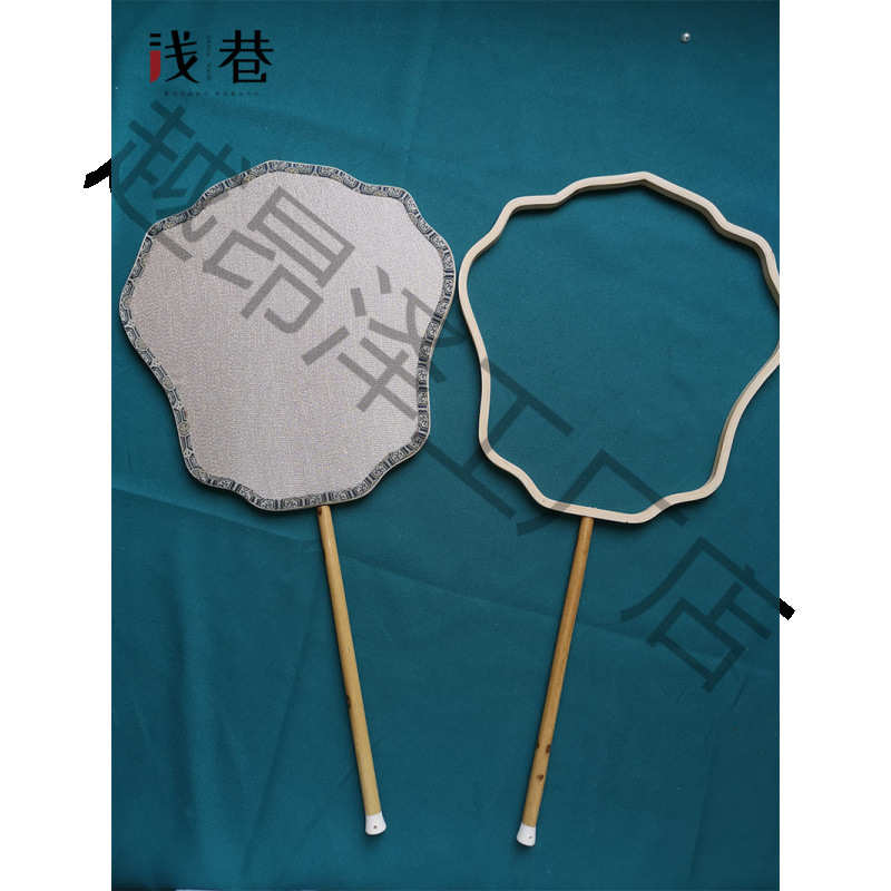 大异型团扇骨架中风汉服手工竹制扇子框紫光檀长柄空白扇圈图片