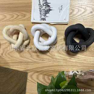 3-Link Wood Chain Link Decor 木质装饰三环链3环工艺品艺术摆件