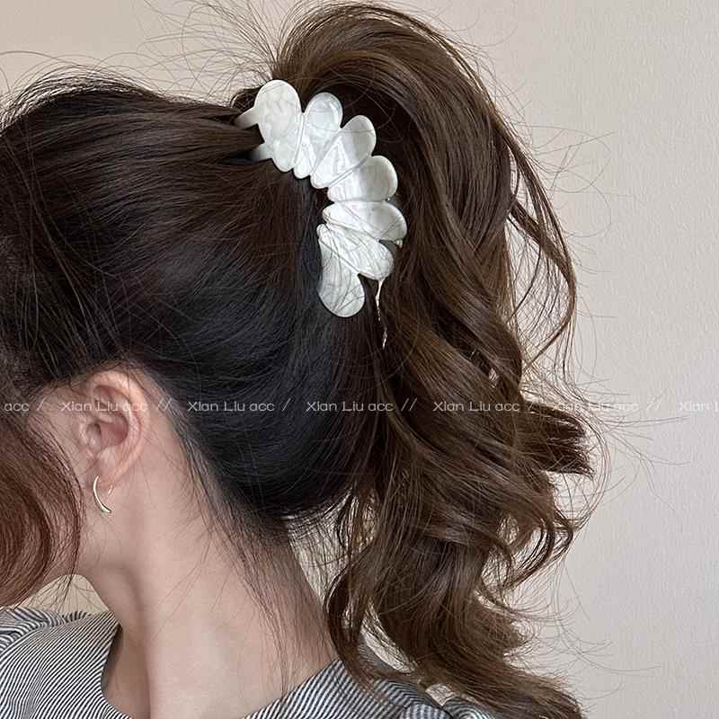 法式简约花瓣醋酸抓夹女2024新款高级感后脑