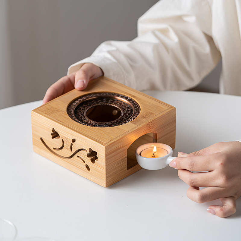 竹制温茶炉加热蜡烛底座家用茶台茶壶公杯暖茶器功夫茶具配件