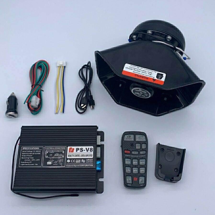 汽车工程车警报器车载喊话器汽笛喇叭无线多音遥控扬声救援12v24v