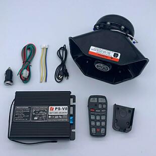 汽车工程车警报器车载喊话器汽笛喇叭无线 线多音遥控扬声救援12v