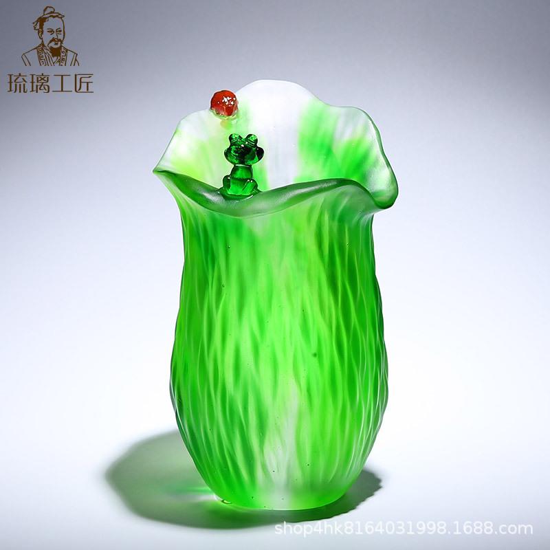 非遗传承手工艺品淄博琉璃花瓶摆件客厅插花现代简约轻奢高档大气