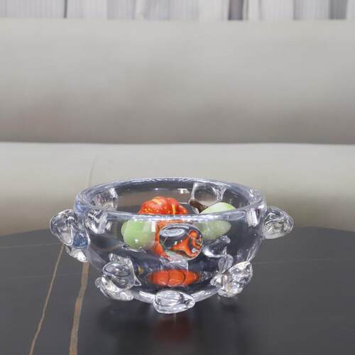 现代简约几何琉璃果盘托盘摆件客厅餐厅酒店样板房软装家居装饰品