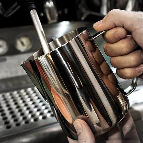 现货咖啡拉花器具奶泡杯 加厚锤纹高硼硅不锈钢咖啡杯 尖嘴拉花杯