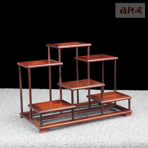 红酸枝茶式中紫砂壶博古具架FS756S58展示架置物架工艺品盆景摆件
