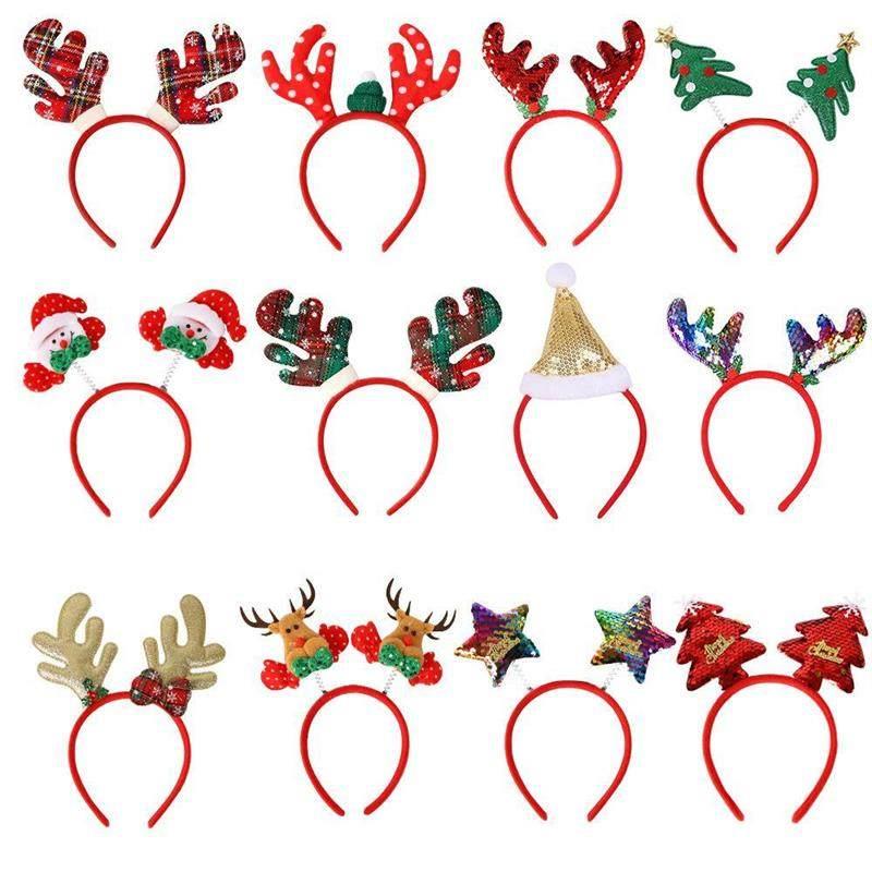 Christmas headband with deer antlers five-star headband - 实物图
