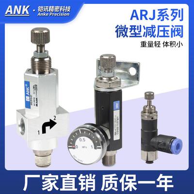 气动微型迷你调压阀ARJ210-M5空气压压力调节阀ARJ1020气体减压阀