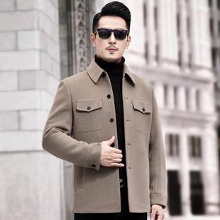 PP羊毛翻领外套秋务商休闲毛呢 夹克冬手工双面呢衬衣3326 男式 版