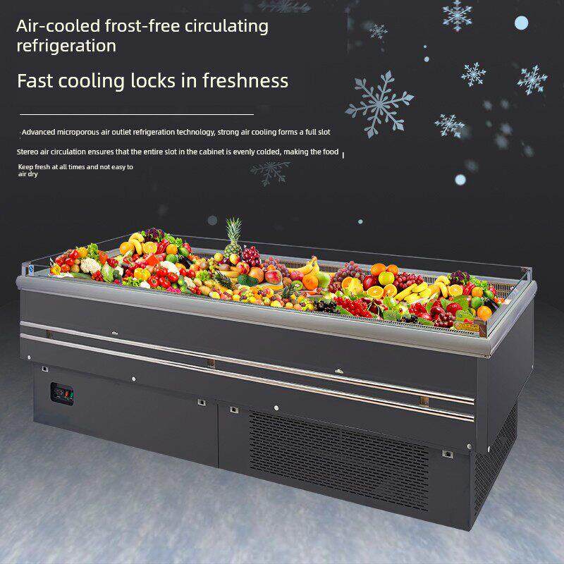 绿缔水果保鲜柜商用果蔬切盘寿司冷藏展示柜风冷敞开台卧式风幕柜