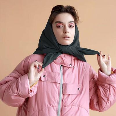 Fashion quilted headscarf puffer scarf triangle shawl Hood S