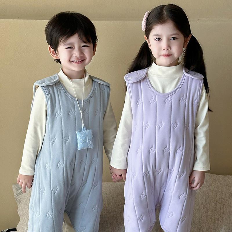 冬季儿童加厚夹棉睡袋！宝宝保暖羊毛蚕丝家居爬服婴孩连身睡袋
