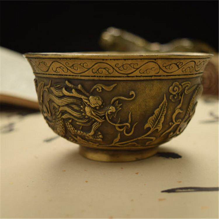 仿古龙祥云纹摆碗UVA聚宝盆鼎铜件
