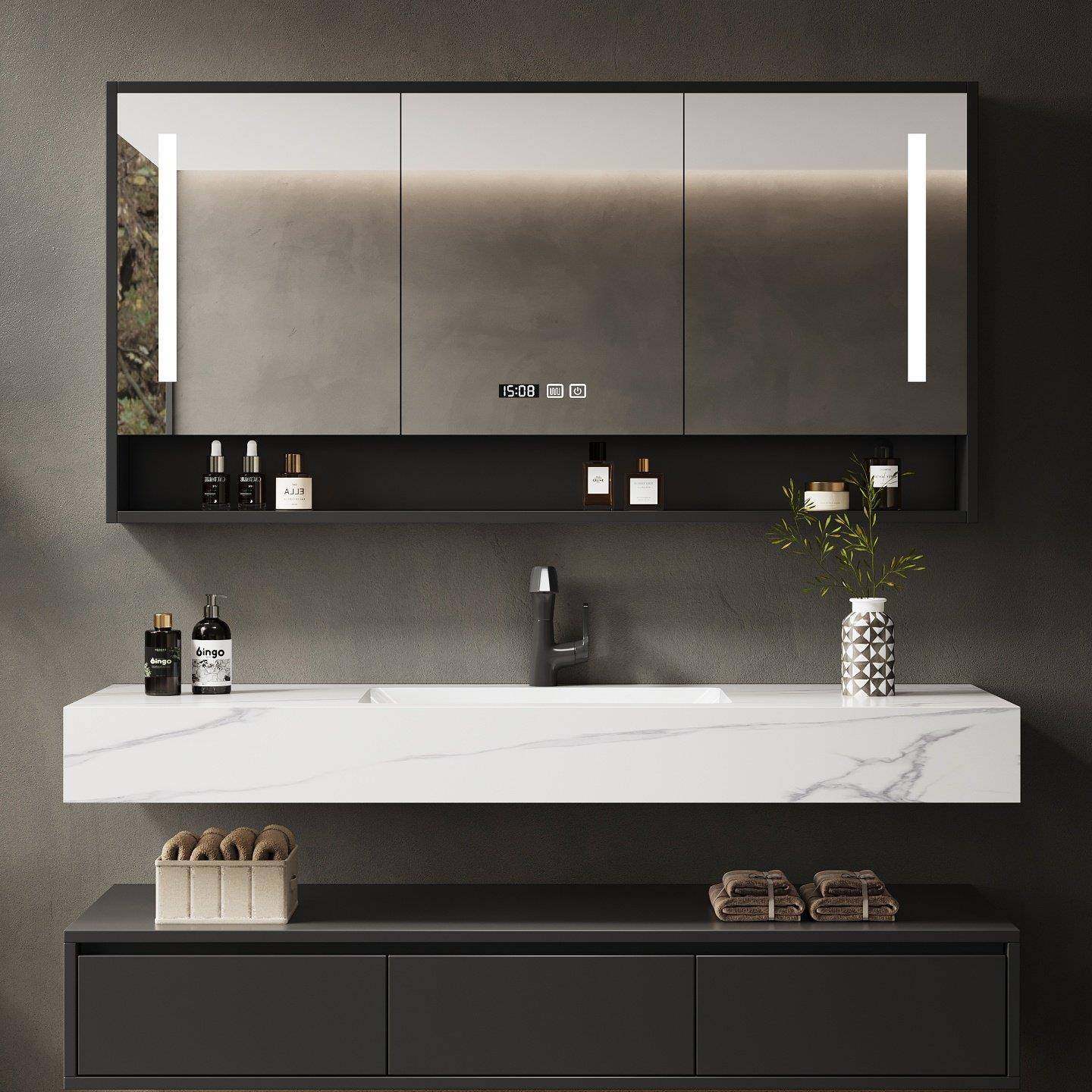 酒店风浴室柜岩板无缝一体盆洗漱台智能洗手洗脸盆柜组合现代简约,家装主材,浴室柜组合,淘宝优惠券,粉丝福利购,淘宝优惠卷