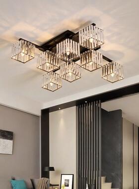 代奢TMQ水晶灯客厅大灯约大气餐厅方形黑色主现卧轻室吸顶简灯具