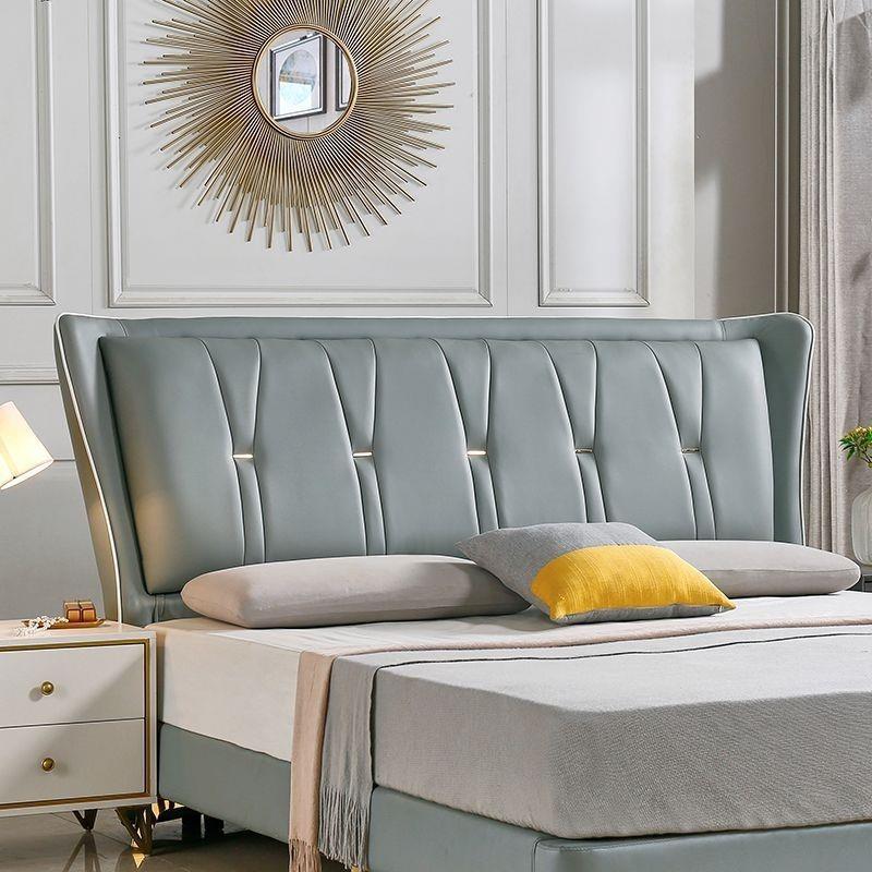 年新高档床头软包猫爪皮落靠背轻奢简约全实木地床LNO款头单买