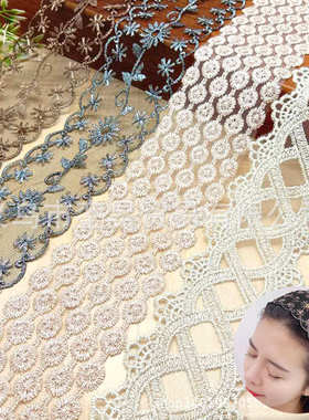 现货蝴蝶结头饰蕾丝花边 精致白色网布刺绣花边 时尚服装辅料