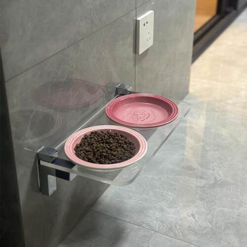 宠物猫碗上墙陶瓷悬挂式猫食盆增高碗架保护颈椎防黑下巴狗碗狗盆