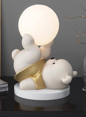 酒柜摆件客厅2026新款熊床头电视柜家居饰品客厅桌面卧室小夜灯送