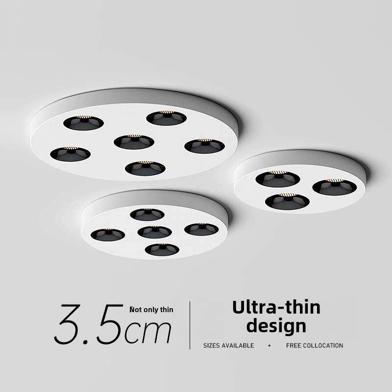 明装射灯圆形led卧室客厅无主灯斗胆多头超薄cob筒灯全光谱吸顶灯