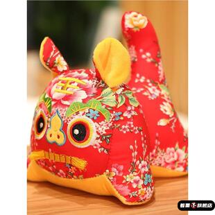 小老虎刺绣布老虎玩偶网红虎年玩偶中国风2025年娃娃布艺传统式.