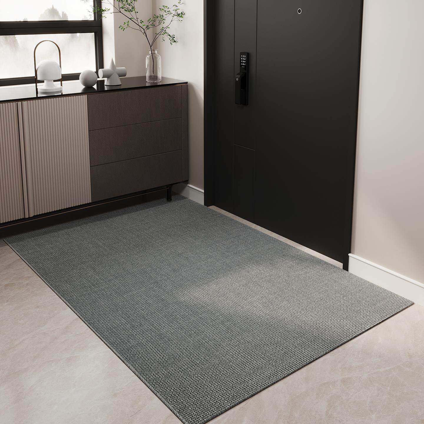 日系彷麻编织2MM不卡门入户超薄款地毯吸水防滑布艺玄关电梯地垫