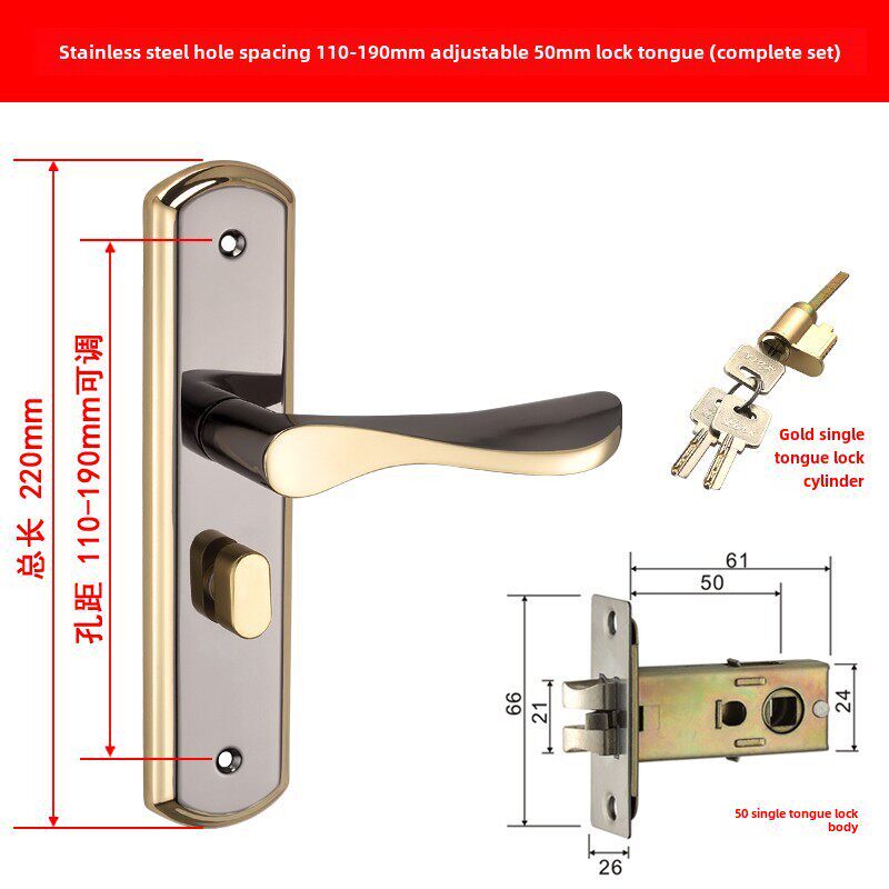 Flaiya欧式门锁室内卧室三件套门拉手拉手锁象牙白色无声套实木