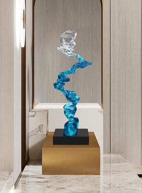 冉冉上升现抽象透厅轻奢高级雕HPM塑样板间明客电代视柜入户玄关