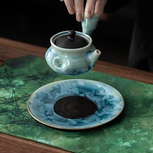冰花窑变结晶釉清然壶承家用陶瓷壶垫茶壶托干泡盘茶具配件托盘