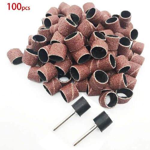 100pcs Sanding Bands Sleeves & 2 Mandrels Grinding Electric