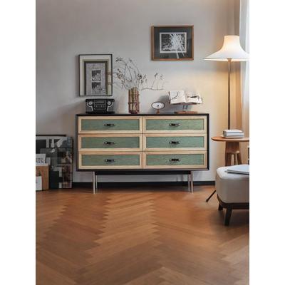 中古风青黛实木六斗柜卧室床尾储物柜客厅家用覆古风靠墙收纳柜子